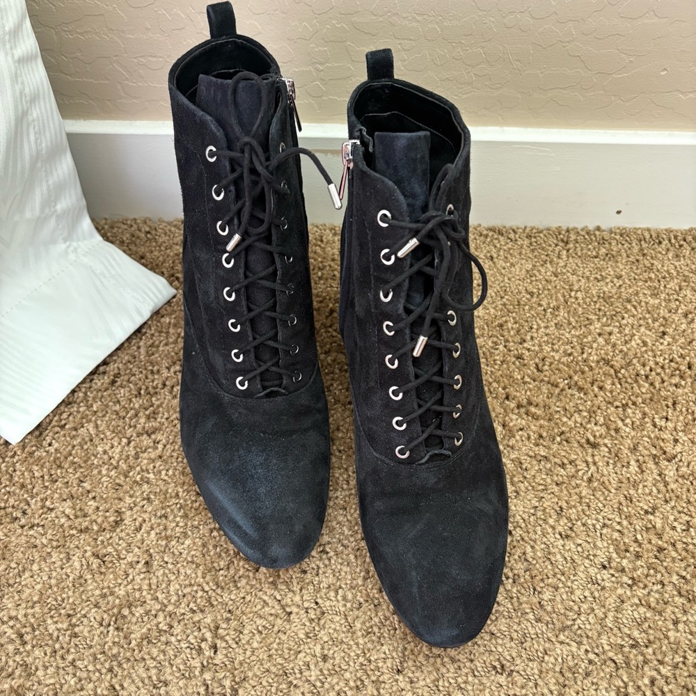 Tate Black Suede Lace-Up Ankle Boots